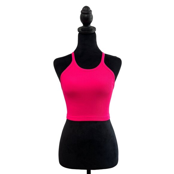 Free people movement Hot Pink Ribbed Racerback Crop Top XS/S - Picture 1 of 5